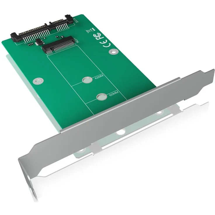 Icy Box IB-CVB516 Internes Konverter-Board 1x M.2 SATA SSD (2242, 2260, 2280) zu 1x SATA III (6 Gbit-s), Full Profile Bracket, Silber