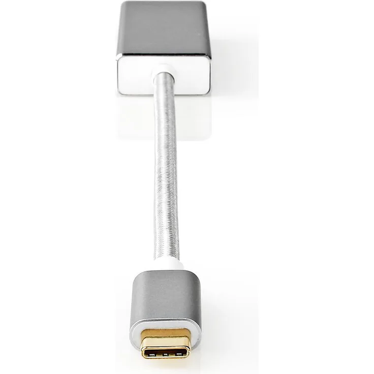 Nedis USB-Adapter | USB 3.2 Gen 1 | USB-C Stecker | Mini DisplayPort | 5 Gbps | 0.20 m | rund | Vergoldet | Geflochten - Nylon | Silber | Verpackung mit Sichtfenster