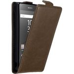 cadorabo Hülle für Sony Xperia Z5 COMPACT in KAFFEE BRAUN Handyhülle im Flip Design mit unsichtbarem Magnetverschluss Case Cover Schutzhülle Etui Tasche Book Klapp Style