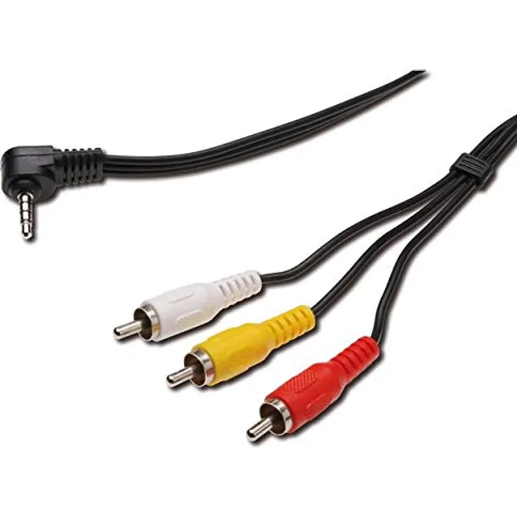 PremiumCord Klinke auf Cinch Video HQ Kabel, Länge 1, 5m, 4-polig Klinkenstecker 3, 5mm auf 3X Cinch RCA Stecker, Video Verbindungskabel, Jack zu RCA, geschirmt, Farbe schwarz