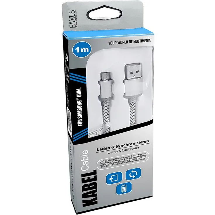 Eaxus USB-Ladekabel 1m silber (73830) (PS4, Xbox One)
