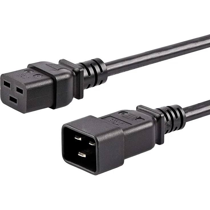 PremiumCord Kaltgeräteverlängerung 1, 5m, Verlängerungskabel IEC 320, Buchse auf Stecker, IEC 320 C19 auf C20, Stromkabel für 230V 16A, Farbe schwarz
