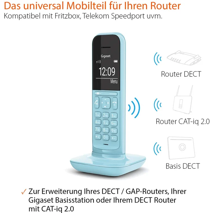 Gigaset CL390HX Universal Mobilteil, Design Telefon, geeignet für FRITZ!Box und HD Voice Freisprechfunktion, schnurloses DECT Telefon mit großem Grafik Display, Purist Blue, VoIP-Telefon, blau – Bild 2