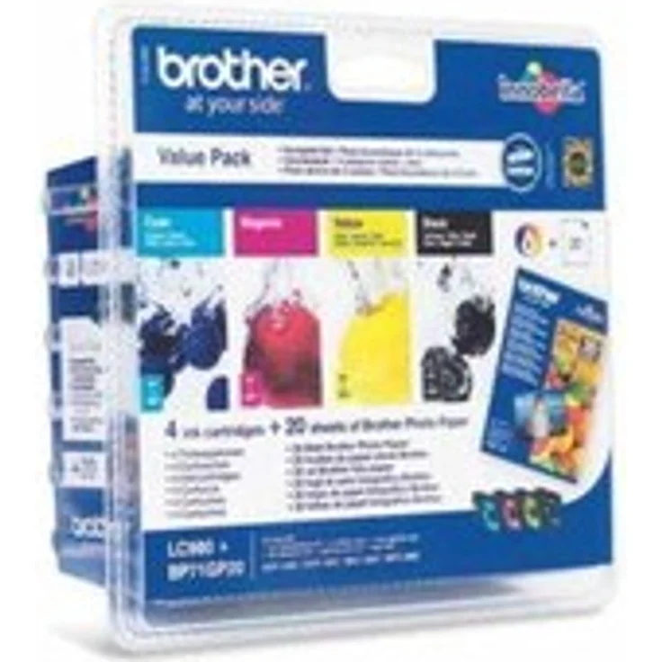 Brother LC980 Original Tintenpatronen Value Pack (schwarz, gelb, cyan, magenta) für verschiedene Brother MFC- und DCP-Drucker – Bild 1