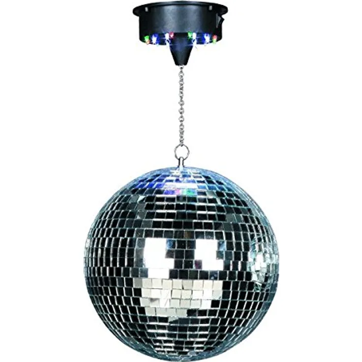 Ibiza DISCO1-30 Discokugel-Spiegelkugel mit Motor, silberfarben