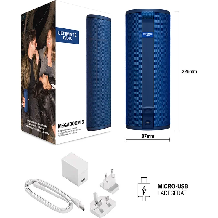 Ultimate Ears Megaboom 3 Bluetooth-Lautsprecher mit Mikrofon, Webradio, wasserdicht, blau – Bild 3