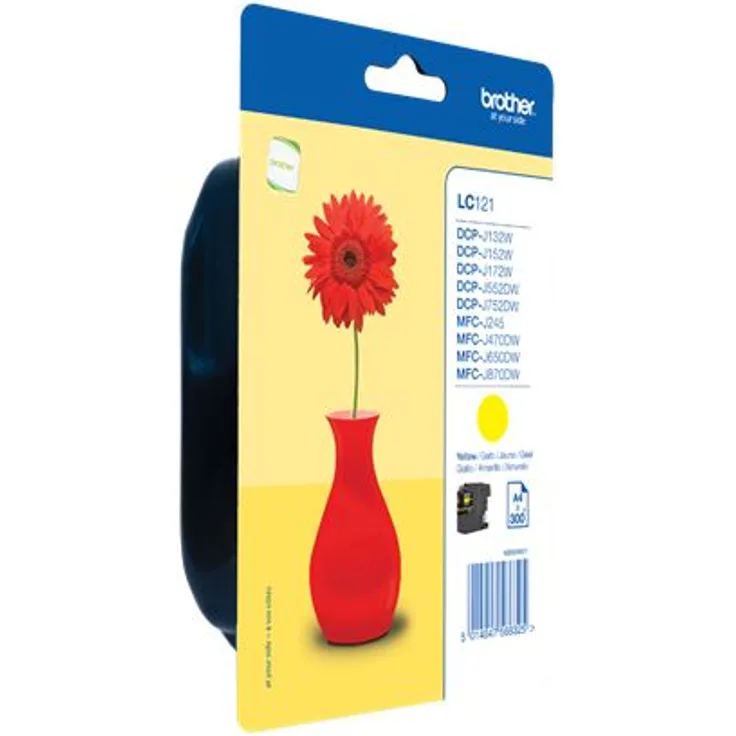 Brother Original Tintenpatrone LC-121Y gelb (kompatibel mit DCP-J132W, DCP-J152W, DCP-J172W, DCP-J552DW, DCP-J752DW, MFC-J245, MFC-J470DW, MFC-J650DW, MFC-J870DW)