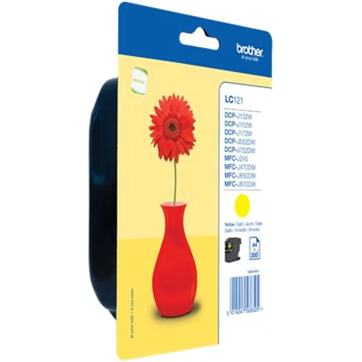 Brother Original Tintenpatrone LC-121Y gelb (kompatibel mit DCP-J132W, DCP-J152W, DCP-J172W, DCP-J552DW, DCP-J752DW, MFC-J245, MFC-J470DW, MFC-J650DW, MFC-J870DW) – Bild 1