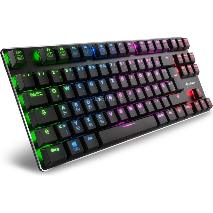 Sharkoon PureWriter TKL RGB - Tastatur - Hintergrundbeleuchtung - USB - Deutsch QWERTZ - Kailh Blue (4044951021512) – Bild 1