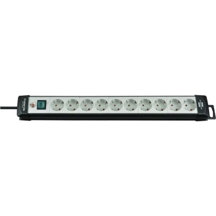 Brennenstuhl Premium-Line, Steckdosenleiste 10-fach (Steckerleiste mit Schalter und 1,8m Kabel - 45° Winkel der Schutzkontakt-Steckdosen, Made in Germany) schwarz-grau – Bild 1