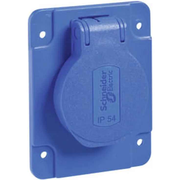 Schneider PKS61B Schukosteckdose, blau, 2P+E, 10-16A, 250 V, für De, IP54, 65x85mm