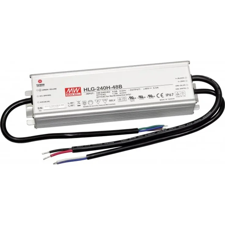 MEANWELL HLG-240H-48B - Netzteil CV 48V-DC, max. 5A, 240W, dimmbar (1-10V - PWM), IP67
