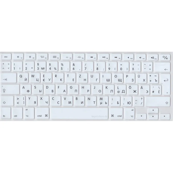 Russische / Deutsche Silikon Abdeckung für MacBook, Air-& Pro Tastatur, Wireless-Tastatur, EU-Enter - WEISS
