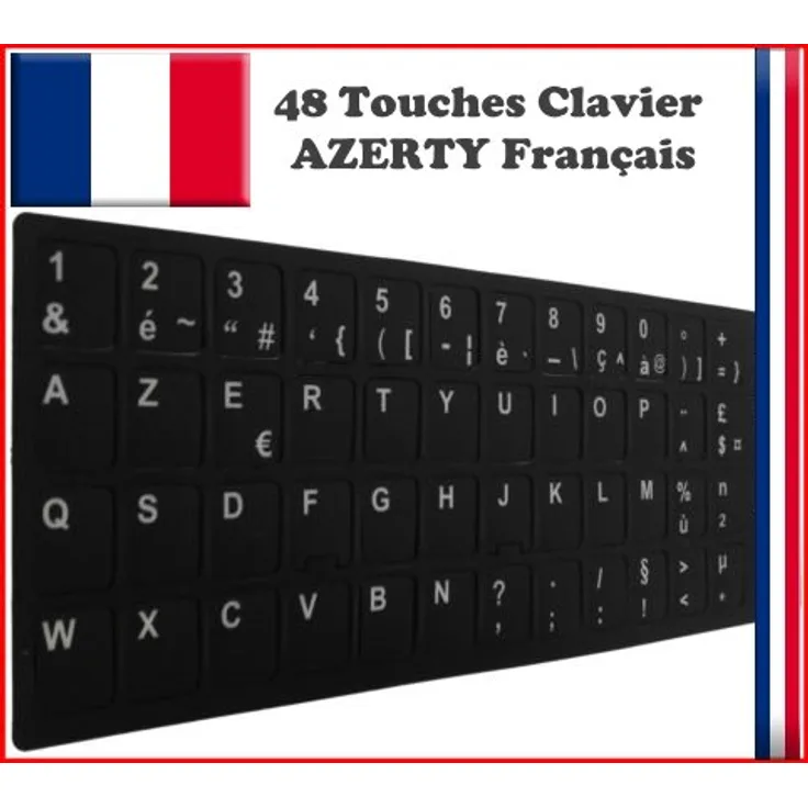 Sticker Selbstklebend AZERTY schwarz für Tasten Notebook-Tastatur für Renovierung oder Umwandlung von Tastatur QWERTY in AZERTY