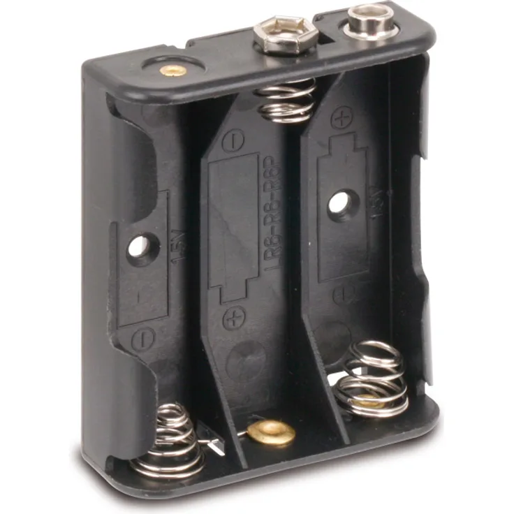 Pollin-Choice Batteriehalter, 3x Mignon, Clipanschluss