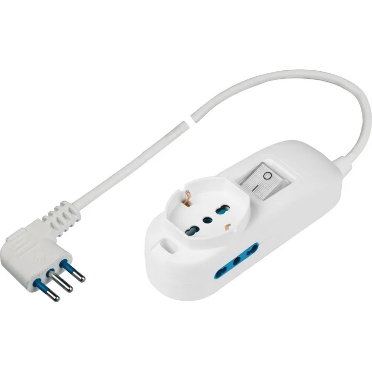Poly Pool PP2500XL Mehrfachsteckdose P40 Pluristandard, Spardose groß 16 A, 1.5 Meter Kabel und Schalter, weiß, 3500 W