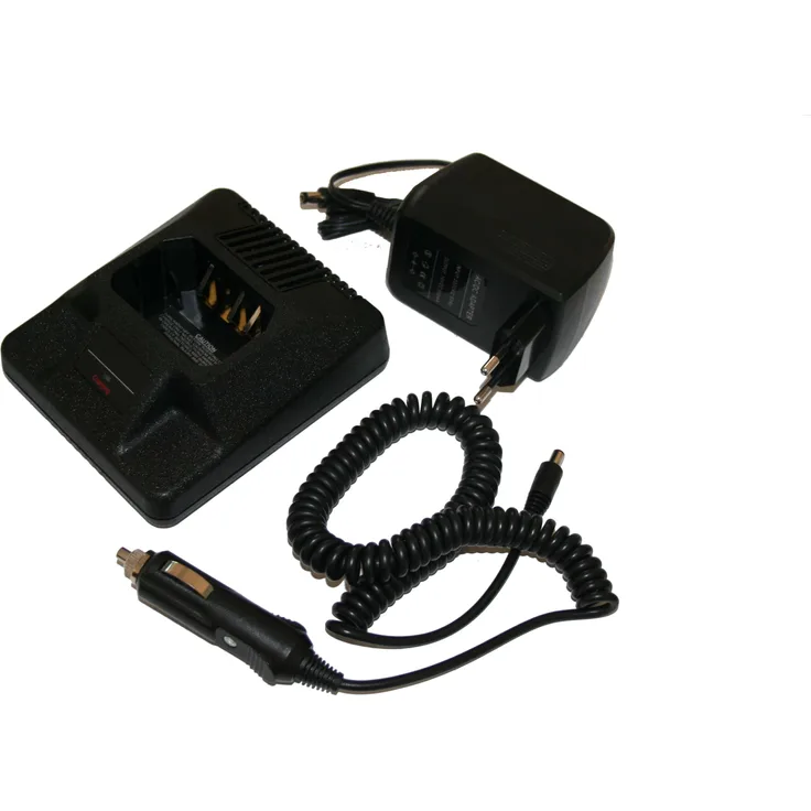 VHBW Akku-Ladegerät passend für Motorola GP339, GP340 Funkgerät Walkie Talkie Akkus (Ladeschale, Netzteil + KFZ-Ladekabel)