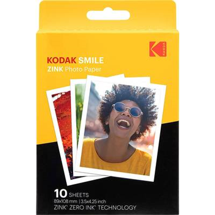 Kodak 3,5 x 4,25 Zoll Premium-Zink-Fotodruckpapier (10 Blatt) kompatibel mit der Kodak Smile Classic-Sofortbildkamera