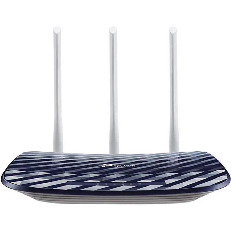 TP-Link Archer C20 Dual Band WLAN Router (300Mbit-s auf 2,4GHz + 433Mbit-s auf 5GHz, 4 10-100 LAN + 1 10-100 WAN Ports, unterstützt einfachen Gast-Netzwerk Zugriff und Kinderschutz) blau weiß