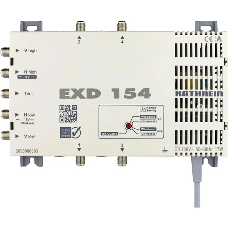 KAT EXD 154 Multischalter Einkabel 5-862 u. 300-2350MHz 4 Ausgänge Pin-Code