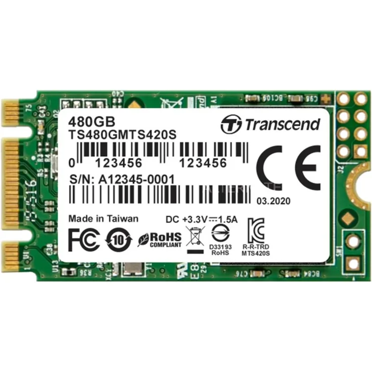 Transcend 420S - Solid-State-Disk - 480 GB - intern - M.2 2242 - SATA 6Gb/s (TS480GMTS420S)