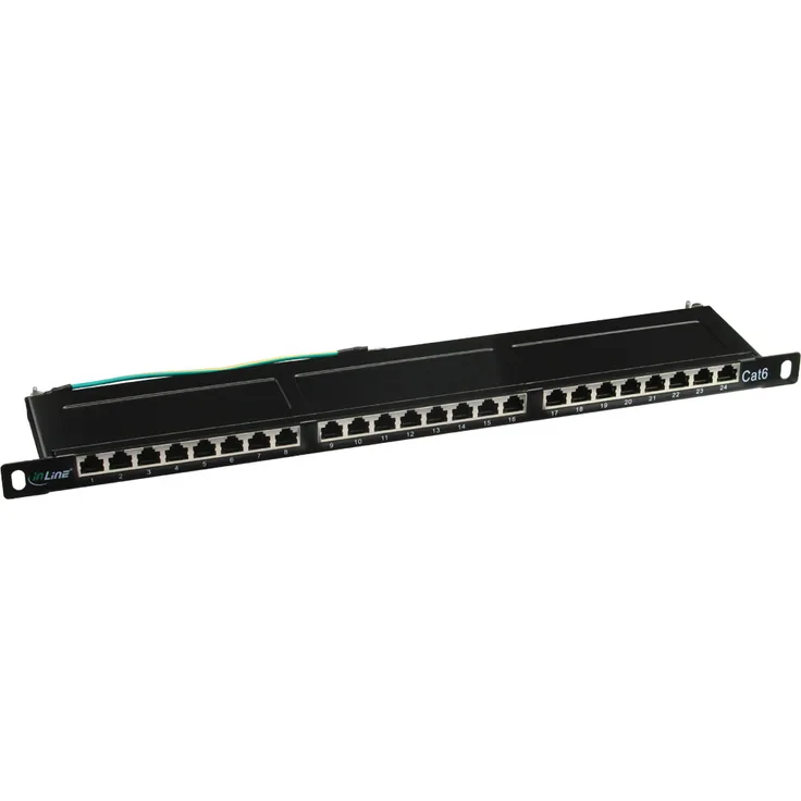 InLine Patchfeld Cat.6, 24-fach, 48,26cm (19 Zoll), 0.5HE, schwarz RAL9005