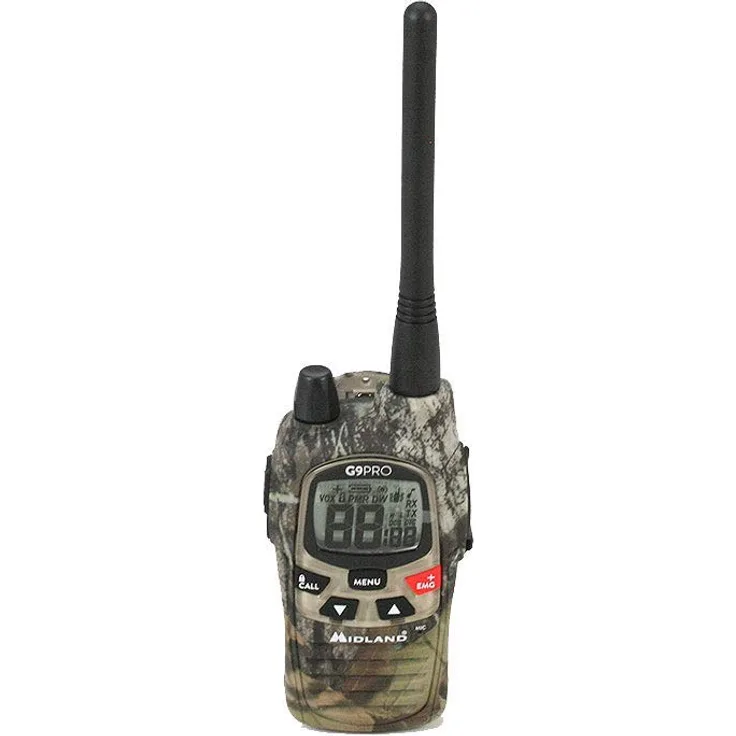 Midland G9 Pro Radio Walkie Talkie Dual Band 40 Kanäle PMR446 und 69 LPD Kanäle - 1 Empfänger, 4 wiederaufladbare NI-MH AA 1,2V-1800mAh, Ladegerät und Gürtelclip