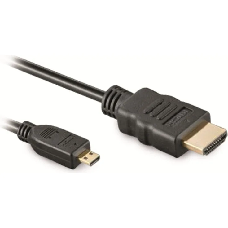 HDSupply HC055-020E High Speed Micro HDMI Kabel mit Ethernet, HDMI-A Stecker (19-polig) auf HDMI-D Stecker (19-polig), 2-fach geschirmt, vergoldete Kontakte, 2,0m, schwarz