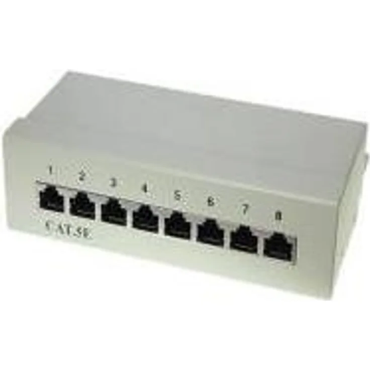 Mini Patch Panel, 8 Port, Kat.5e, Metallgehäuse, RAL 7035 (11190650)