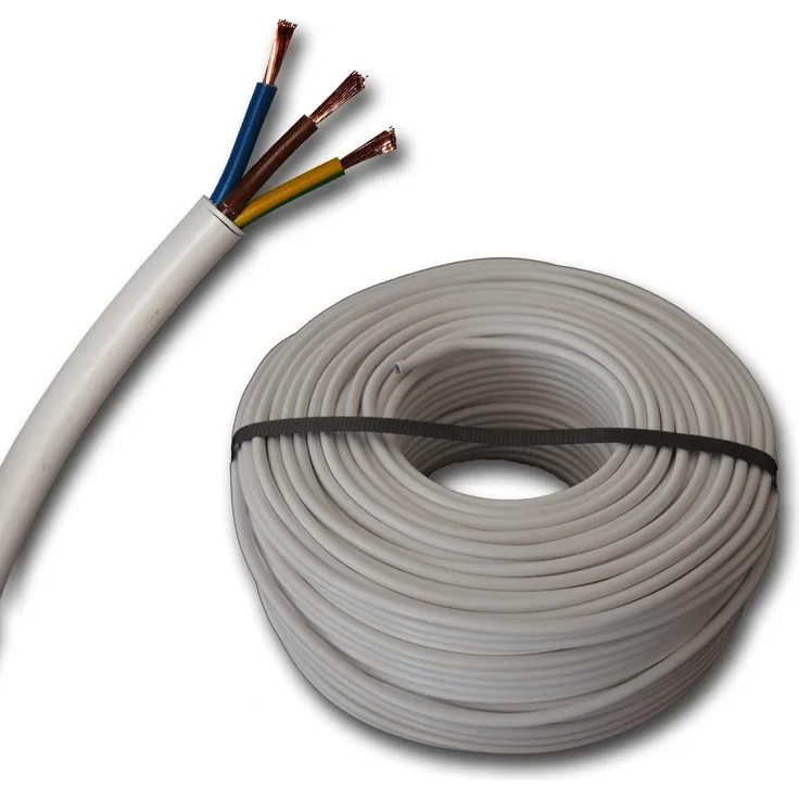 EBROM - 10 Meter Kunststoff Schlauchleitung rund LED Kabel Leitung Gerätekabel H05VV-F-3x1,5 mm² (mm2) - Farbe: WEIß