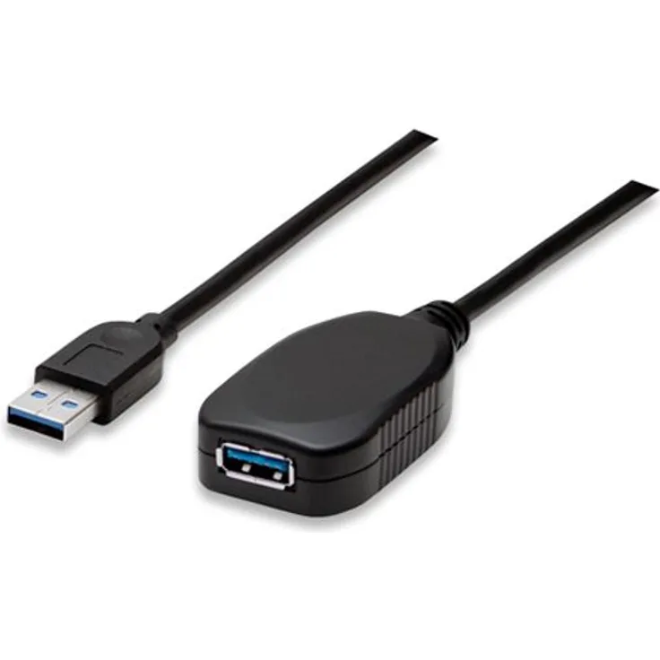 Manhattan SuperSpeed USB Active Extension Cable - USB-Verlängerungskabel - USB Type A (M) bis USB Type A (W) - USB 3.0 - 5 m - aktiv, geformt - Schwarz