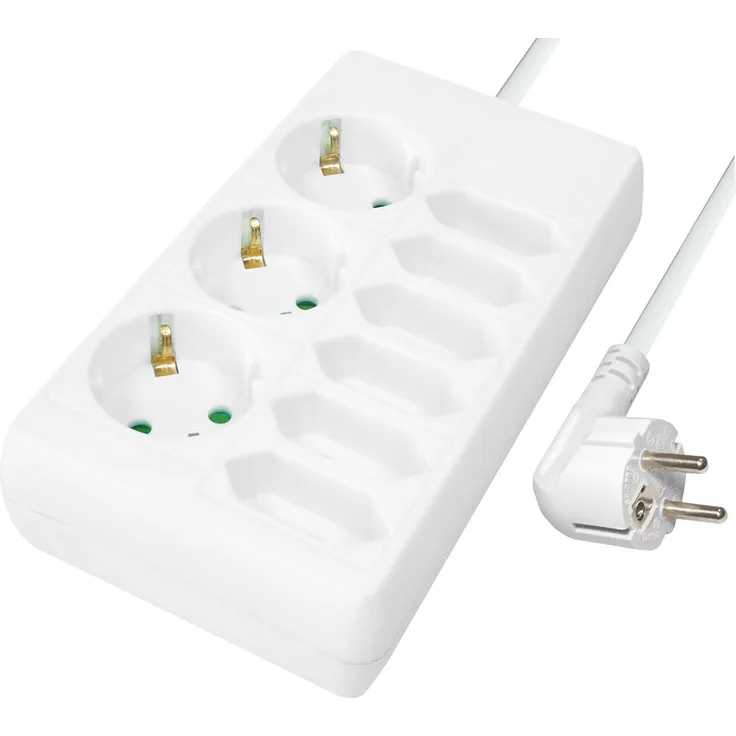 Transmedia Steckdosenleiste 9-fach, Schutzkontakt-Stecker, 3 Schutzkontakt-Kupplungen - 6 Euro-Kupplung, Länge: 1.4 m, weiß NV36WL