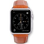 dbramante1928 Echtleder-Uhrenarmband kompatibel mit Apple Watch (42-44mm) [Modell: Copenhagen, Vollnarbenleder, Handgefertigt, Tan - Silber] - AW42GTSI0879