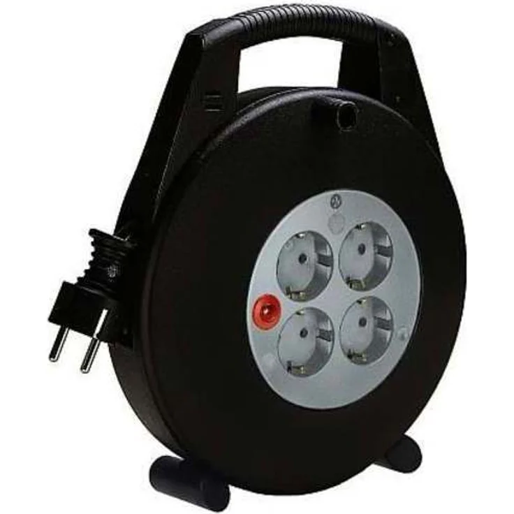 Brennenstuhl Vario Line Kabelbox 4-fach - Mini-Kabeltrommel (Indoor-Kabeltrommel für Haushalt, 10m Kabel, Made in Germany) schwarz-grau – Bild 1