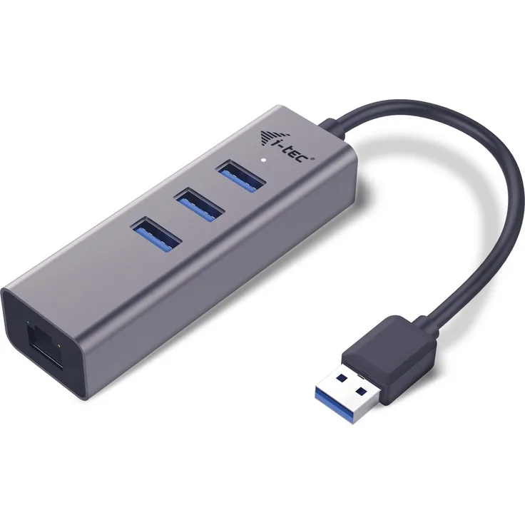 I-TEC USB 3.0 Metal 3-Port HUB mit Gigabit Ethernet Adapter 1x USB 3.0 auf RJ-45 3x USB 3.0 Port LED