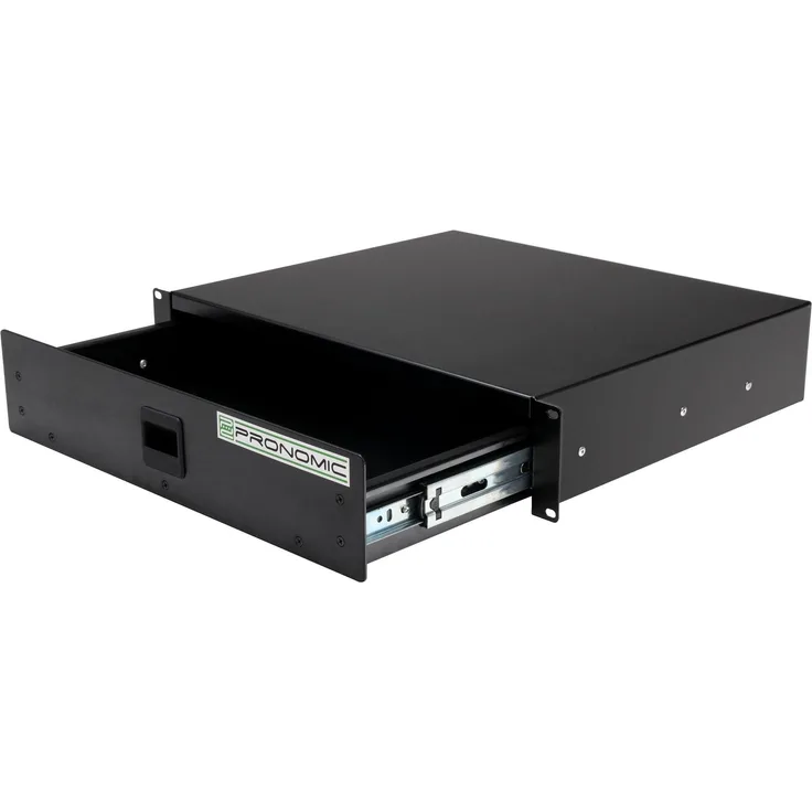 Pronomic RD-102 Rackschublade 2 HE (Schublade für 19 Zoll Rack, Snaplock, Stahlblech) schwarz