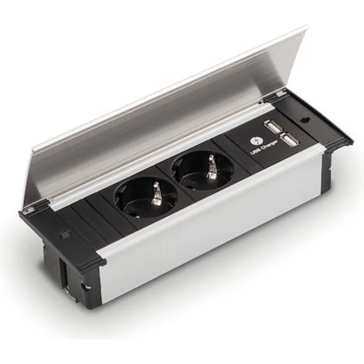 KAPSA-USB 2-fach Steckdosenelement mit Doppel USB-Charger zum Einbau in die Arbeitsplatte, Frontblende oder Seitenwand / Steckdosen / Steckdose