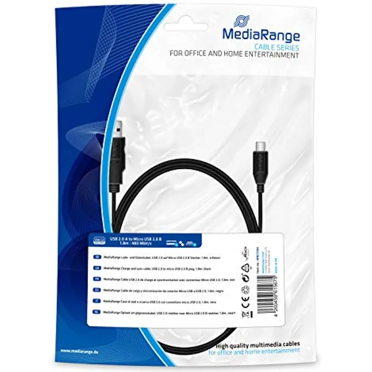 MediaRange MRCS184 Lade- und Datenkabel 1,8m Micro USB 2.0 B schwarz