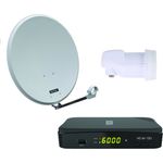Opticum Digitale 1 Teilnehmer Satelliten-Komplettanlage HD AX 150 HDTV-Receiver (Opticum Single-LNB, Opticum QA 60 cm Antenne Lichtgrau Stahl)