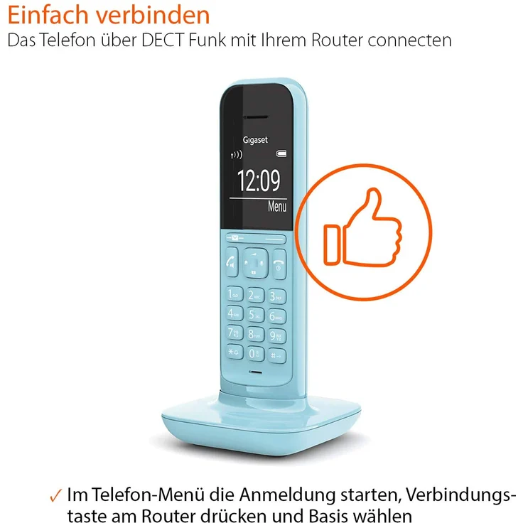 Gigaset CL390HX Universal Mobilteil, Design Telefon, geeignet für FRITZ!Box und HD Voice Freisprechfunktion, schnurloses DECT Telefon mit großem Grafik Display, Purist Blue, VoIP-Telefon, blau – Bild 5