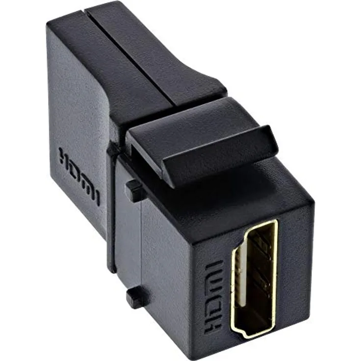 InLine 76202N HDMI Keystone Snap-In Einsatz 4K-60Hz, HDMI A Buchse-Buchse, gewinkelt, schwarz