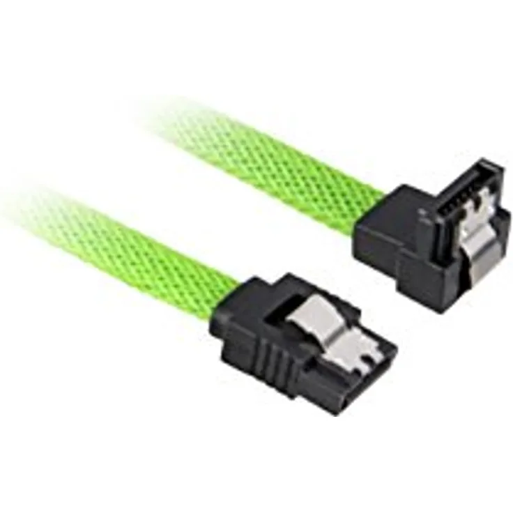 Sharkoon - SATA-Kabel - Serial ATA 150/300/600 - 7-poliges SATA (W) - 7-poliges SATA (W) - 45cm - 90-Grad-Anschluss, verriegelt - grün (4044951016525)