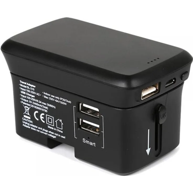 RealPower TravelCharge-4k USB 2-Port Ladegerät Reiseadapter 4.000 mAh Powerbank Magnet Steckdose