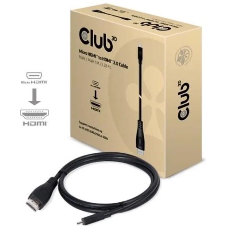 Club3D Kabel MicroHDMI > HDMI 2.0 1m 4K60Hz St-St retail