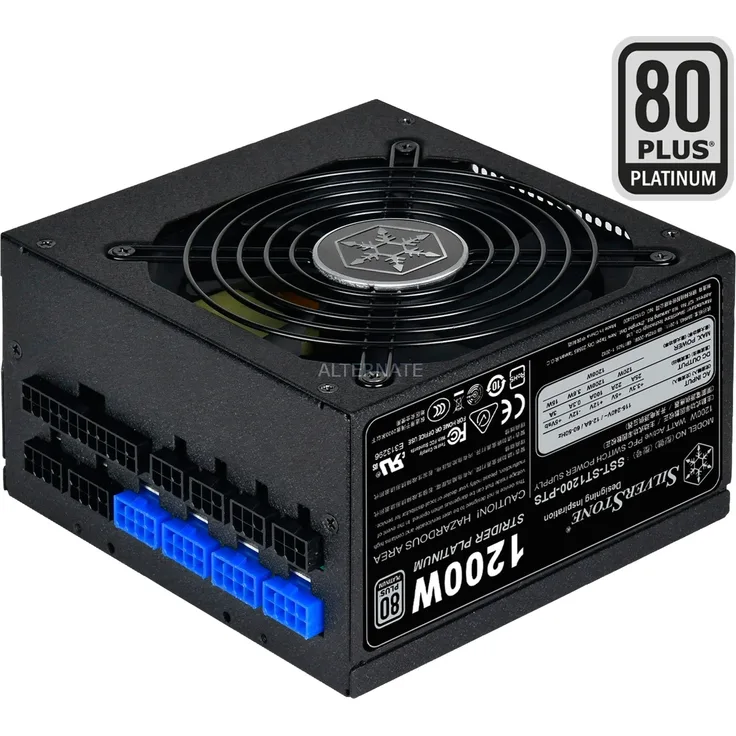 Silverstone Sst-ST1200-PTS 1200W PC-Netzteil, schwarz, 8x PCIe, Kabel-Management