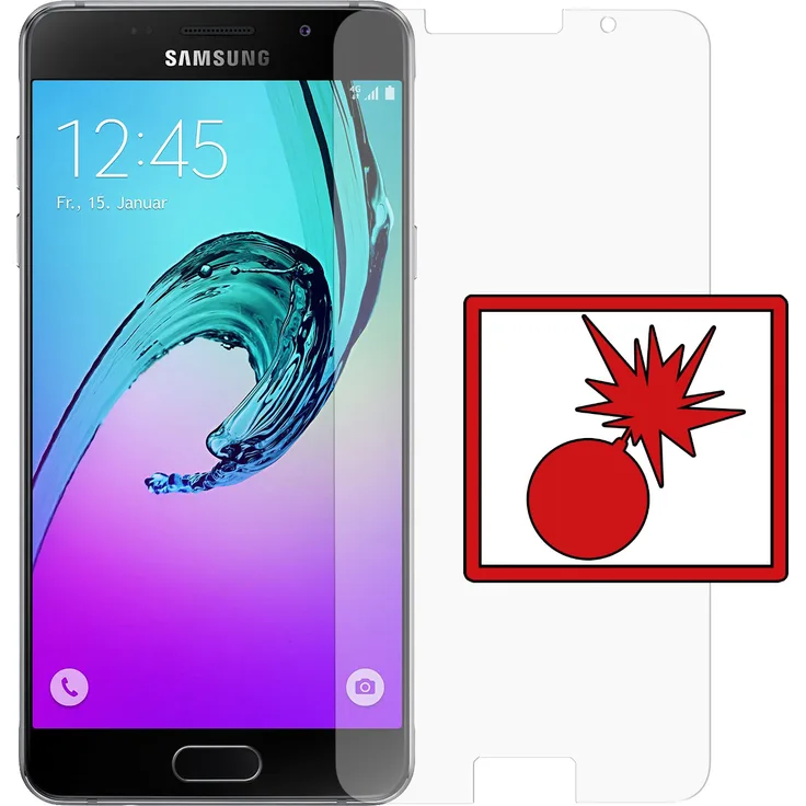 2x Slabo Panzerschutzfolie für Samsung Galaxy A5 (2016) (A510F) KLAR Shockproof (verkleinerte Folien)