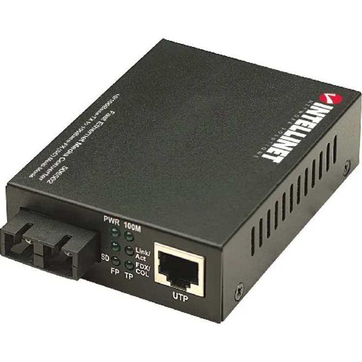 Intellinet 506502 Fast Ethernet Medienkonverter 10-100Base TX auf 100Base-FX (SC) Multimode 2 km schwarz