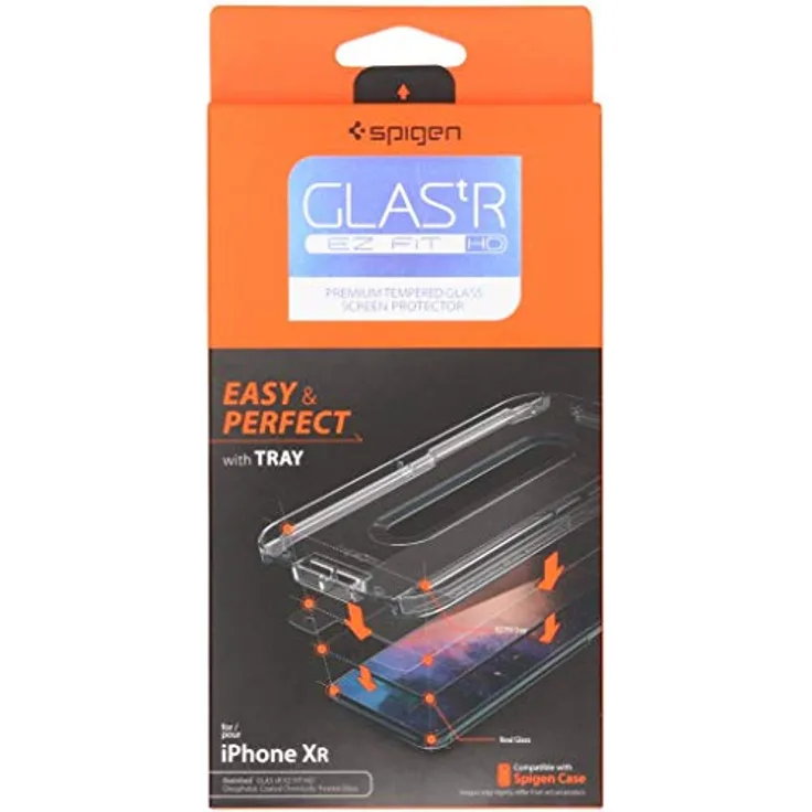 Spigen 064GL24818 Displayschutz (Apple iPhone XR, Kratzfest, transparent, 1 Stück)