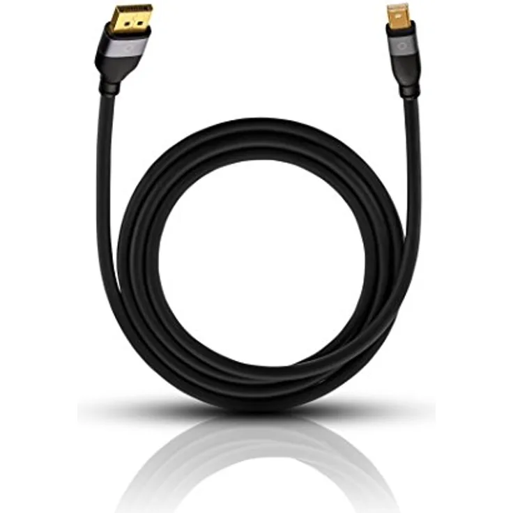 Oehlbach Impact Plus M1 Minidisplayport auf Displayport-Kabel (3-Fach Schirmung, 5K, UltraHD, HDCP-DPCP) schwarz - 1m