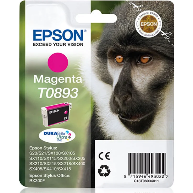 Epson T0892 Affe, wisch- und wasserfeste Tinte (Singlepack) cyan – Bild 1